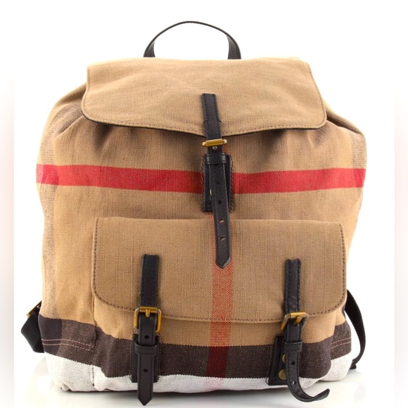 Burberry Brookdale Backpack Mega Check Canvas Medium - Picture 1 of 8